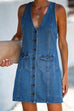 Margovil V Neck Buttons Racerback Sleeveless Denim Dress