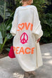 Margovil Open Front Love and Peace Pattern Long Sweater Cardigan(in 5 Colors)