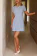 Short Sleeves Button Up Pocketed Mini Polo Dress