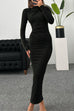 Margovil Elegant Long Sleeves Ruched Bodycon Maxi Dress