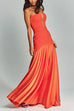 Margovil Mesh V Neck Strapless Splice Flare Maxi Party Dress