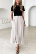 Short Sleeves Color Block Splice Maxi Dress