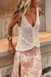 V Neck Crochet Hollow Out Sleeveless Top