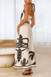 Margovil Palm Canyon Print Criss Cross Halter Maxi Dress