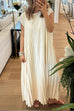 Margovil Cap Sleeves Pocketed Loose Pleated Maxi Dress