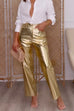 Margovil High Waist Straight Leg Shiny Faux Leather Pants