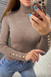 Margovil Turtleneck Gold Buttons Ribbed Knit Top