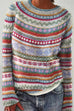 Margovil Crewneck Vibrant Rainbow Chunky Knit Sweater(in 4 Patterns)