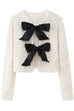 Margovil Long Sleeves Bow Knot Glitter Sequin Top