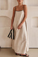 Margovil Adjustable Strap Backless Cotton Linen Maxi Dress