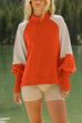 Margovil Mockneck Lantern Sleeves Color Block Sweatshirt