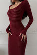 Margovil Long Sleeves Hollow Out Crochet Knit Midi Dress