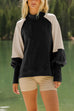 Margovil Mockneck Lantern Sleeves Color Block Sweatshirt