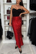 Margovil Christmas Party High Waist Sequin Bodycon Maxi Skirt