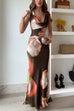 Cowl Neck Sleeveless Printed Maxi Dress