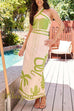 Margovil Palm Canyon Print Criss Cross Halter Maxi Dress