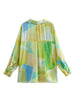 Margovil Long Sleeves Button Front Tie Dye Blouse Shirt