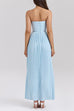 Margovil Strapless V Neck Pleated Corset Maxi Party Dress