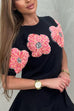 Margovil Crewneck Short Sleeves 3D Flower Sweater Top