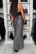 Margovil Christmas Party High Waist Sequin Bodycon Maxi Skirt