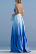 Margovil Backless Cut Out Gradient Tie Dye Ruffle Maxi Cami Dress