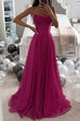 Margovil Spaghetti Strap Glittering Tulle Maxi Party Dress