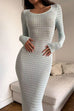 Margovil Long Sleeves Hollow Out Crochet Knit Midi Dress