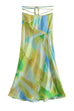 Margovil Tie Waist High Slit Tie Dye Maxi Skirt