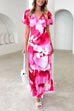 V Neck Flare Sleeves Floral Print Maxi Dress