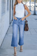 Margovil Patch Pocket Straight Wide Leg Cropped Jeans