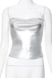 Margovil Strapless Metallic Crop Tube Top