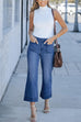 Margovil Patch Pocket Straight Wide Leg Cropped Jeans