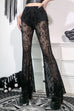 Margovil Elastic Waist Bell Bottomed Mesh Lace Pants