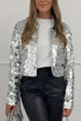 Margovil Open Front Cropped Sequin Jacket