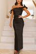 Margovil Bow Knot Off Shoulder Maxi Party Dress