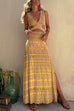 Margovil V Neck Cut Out Side Split Tie Dye Maxi Dress