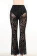 Margovil Elastic Waist Bell Bottomed Mesh Lace Pants