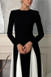 Margovil Long Sleeves Color Block Swing Maxi Dress