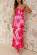 Open Back Cut Out Floral Print Maxi Cami Dress