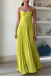 Margovil Exquisite Strapless Pleated Maxi Party Dress