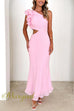 Margovil Frill One Shoulder Sleeveless Cut Out Maxi Dress