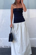 Margovil Strapless Tube Color Block Swing Maxi Dress