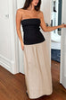 Margovil Strapless Tube Color Block Swing Maxi Dress