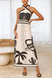 Margovil Palm Canyon Print Criss Cross Halter Maxi Dress