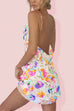 Margovil Chain Strap Backless Sequin Floral Mini Cami Dress