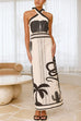 Margovil Palm Canyon Print Criss Cross Halter Maxi Dress