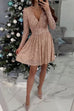 Margovil Wrap V Neck Waisted Sequin Mini Party Dress