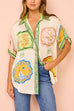 Margovil Resort Print Rolled Up Sleeves Blouse Shirt and Pocketed Shorts Set