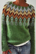 Margovil Round Neck Feather Pattern Slouchy Fall Sweater(in 2 Colors)