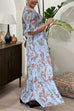 V Neck Tie Knot Crop Top and Ruffle Maxi Skirt Floral Paisley Print Set